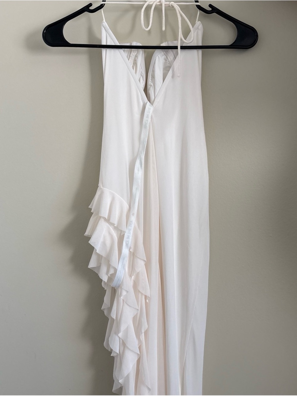 White Ruffled One-Shoulder Evening Dress - Picture 4 of 4